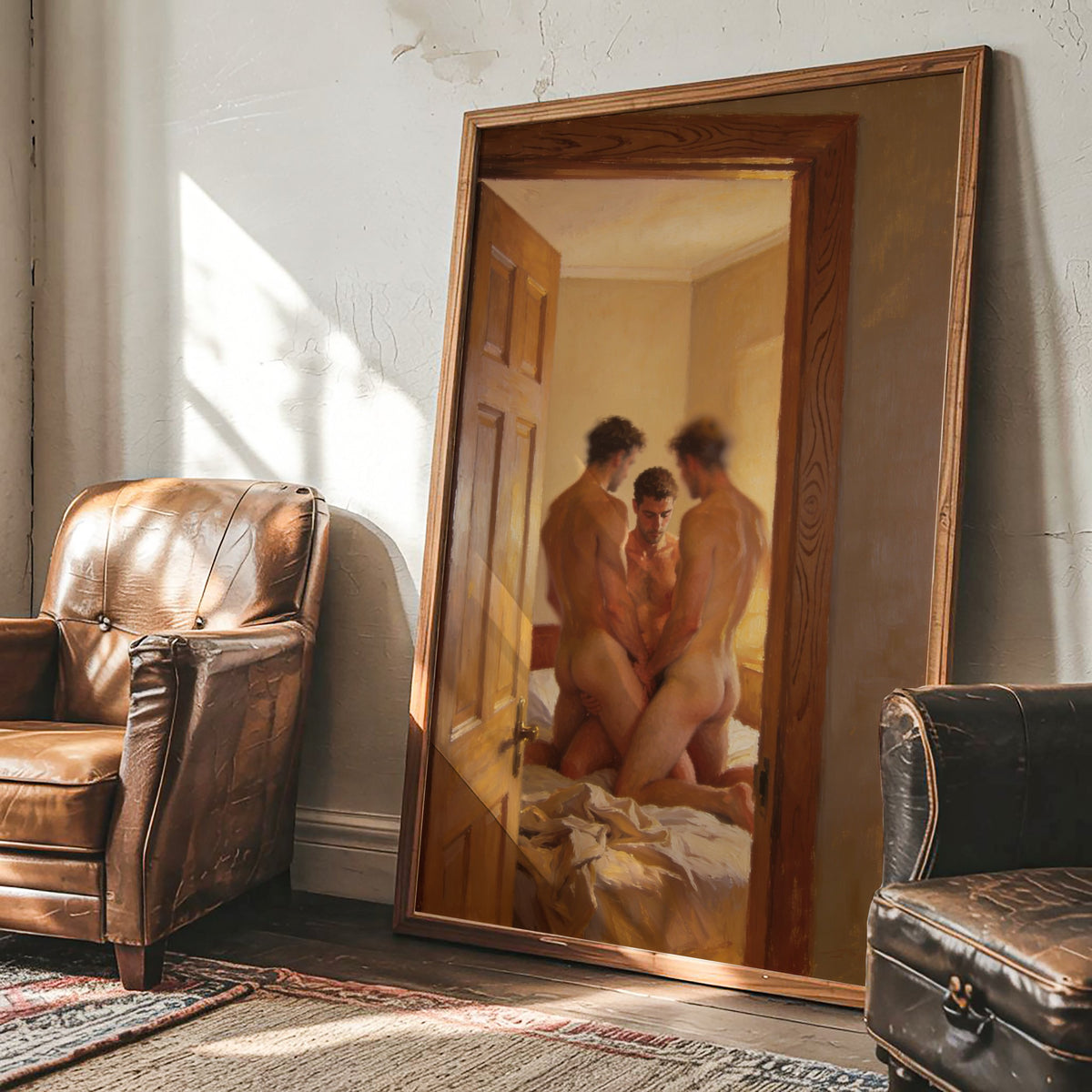 Nude Men In Erotic Threesome