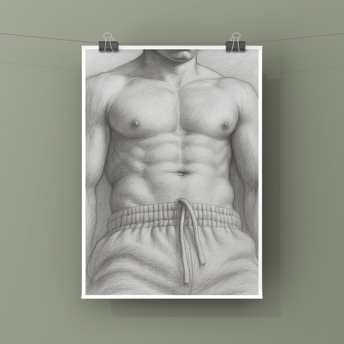 Grey Joggers, Male Figure Art Print wall art print from JMH Prints