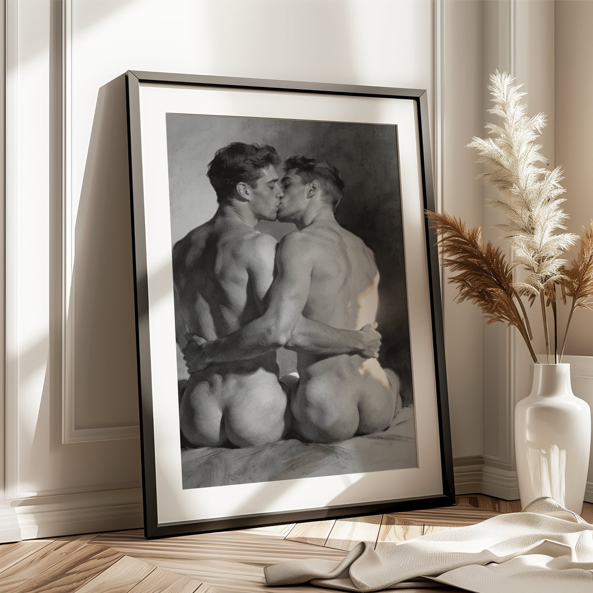 The Kiss, Queer Couple Art Print wall art print from JMH Prints