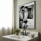 The Bathroom Kiss, Queer Couple Art Print wall art print from JMH Prints